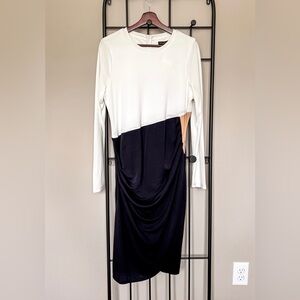 NWT Donna Karan Long Sleeve Ruched Colorblock Dress Sz 12